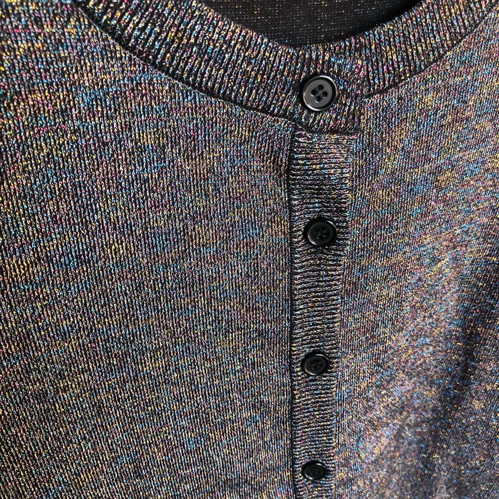Modcloth Rainbow Metallic Button Front Cardigan S… - image 2
